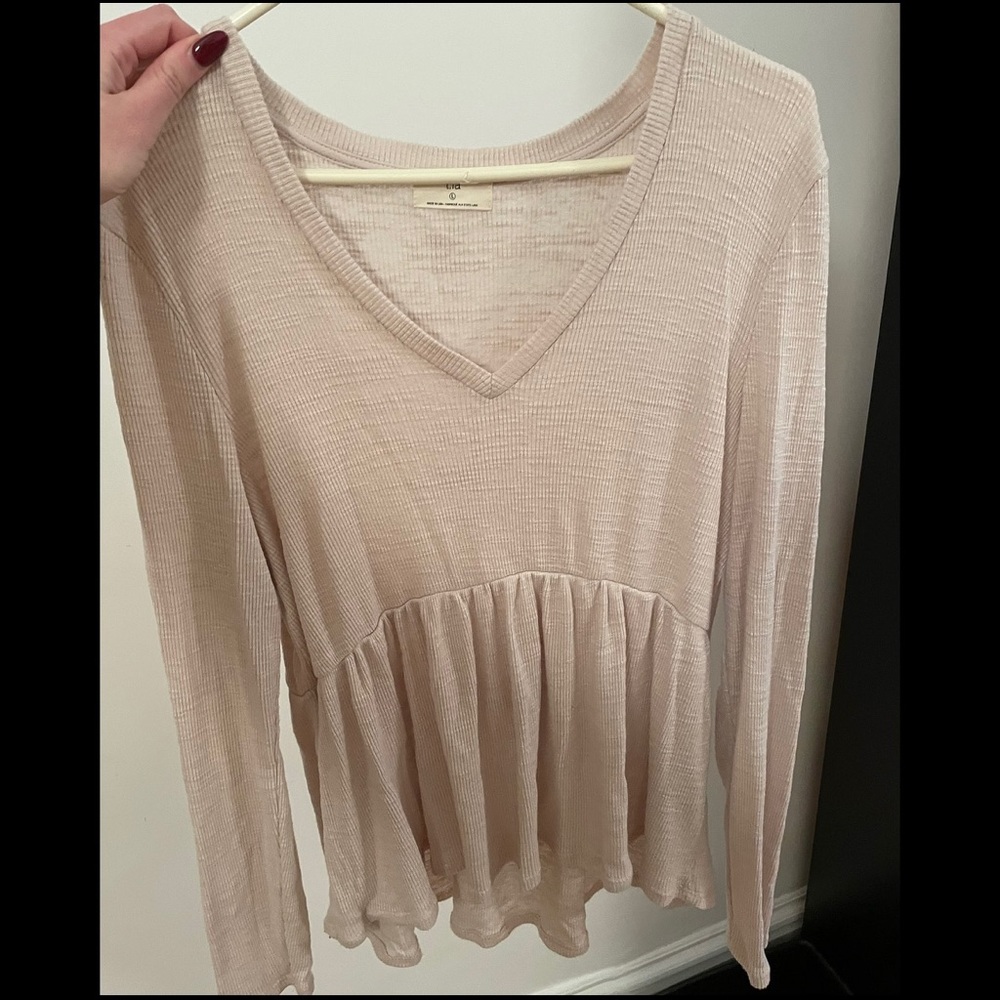 Long sleeve tan anthropologie top